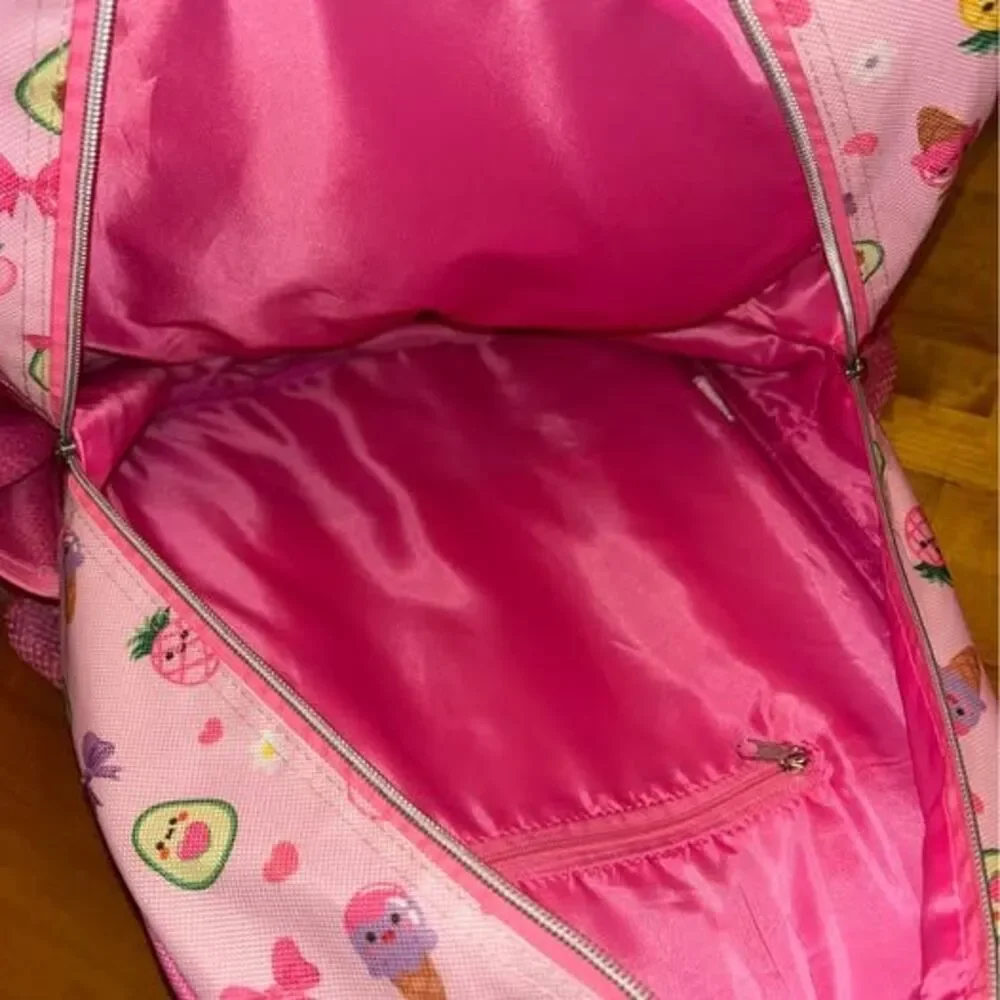 Girls Pink Avocado Backpack and Lunchbox Set Fair Condition